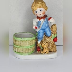 Green and Blue Decorative Candle Holder with Vintage Jasco Little Luvkins